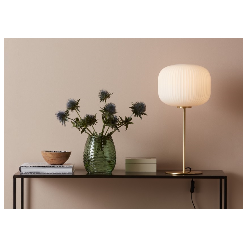 Markslöjd 107819 - Candeeiro de mesa SOBER 1xE27/60W/230V branco/latão