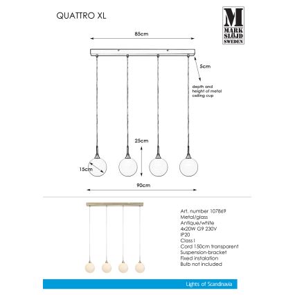 Markslöjd 107869 - Candelabro suspenso QUATTRO XL 4xG9/20W/230V