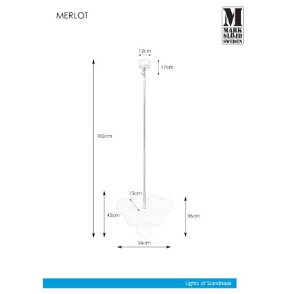 Markslöjd 107911 - Lustre com haste MERLOT 13xG9/20W/230V Ø 56 cm branco/preto