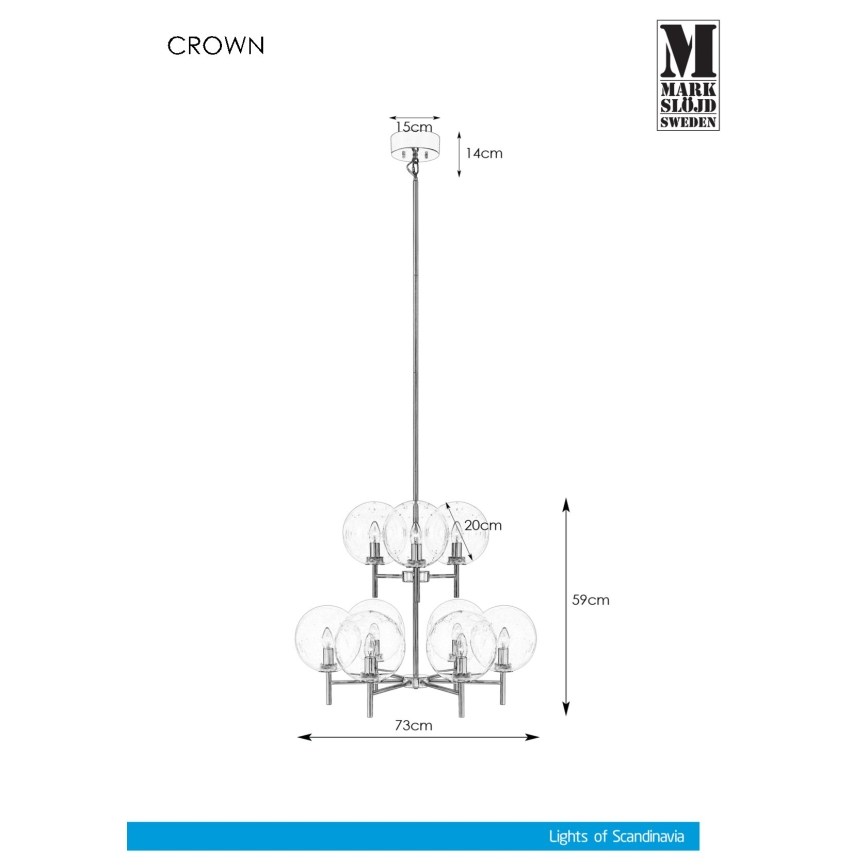 Markslöjd 107920 - Candelabro pendente CROWN 9xE14/20W/230V