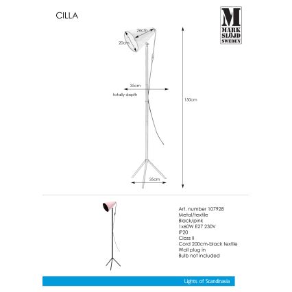 Markslöjd 107928 - Luminária de piso CILLA 1xE27/60W/230V