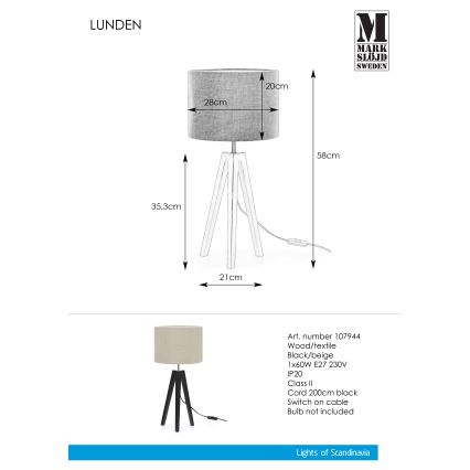 Markslöjd 107944 - Lâmpada de mesa LUNDEN 1xE27/60W/230V