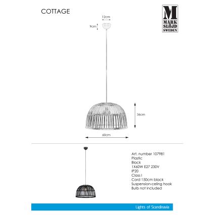 Markslöjd 107981 - Candelabro num fio COTTAGE 1xE27/60W/230V