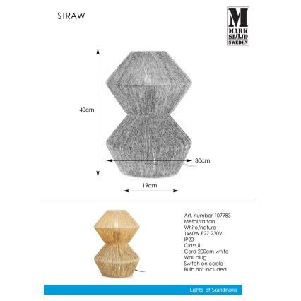 Markslöjd 107983 - Lâmpada de mesa STRAW 1xE27/40W/230V