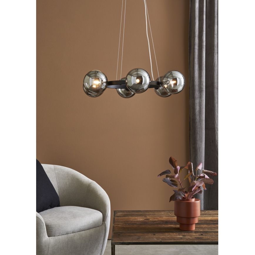 Markslöjd 108051 - Candelabro num fio CIRCLE 6xG9/20W/230V preto antigo