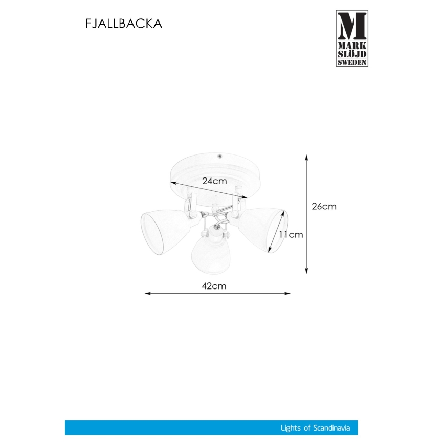 Markslöjd 108083 - Foco de casa de banho FJÄLLBACKA 3xG9/20W/230V IP44 branco