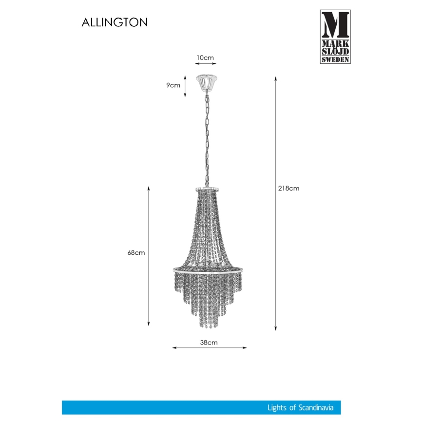 Markslöjd 108125 - Candelabro suspenso de cristal ALLINGTON 3xE14/25W/230V