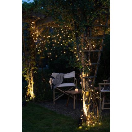 Markslöjd 108179 - LED cortina de Natal para exterior GARDEN24 160xLED/9,6W/24V 3,1m branco quente