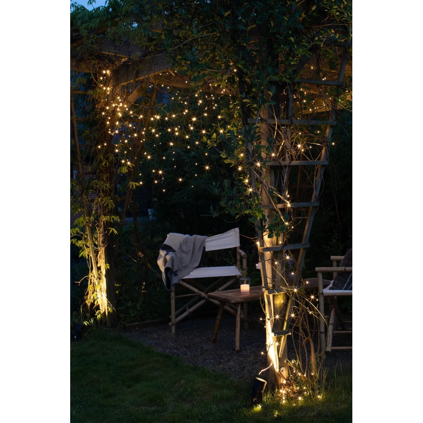 Markslöjd 108179 - LED cortina de Natal para exterior GARDEN24 160xLED/9,6W/24V 3,1m branco quente