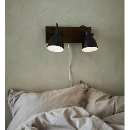 Markslöjd 108213 - Foco de parede NATIVE 2xE14/18W/230V preto/castanho