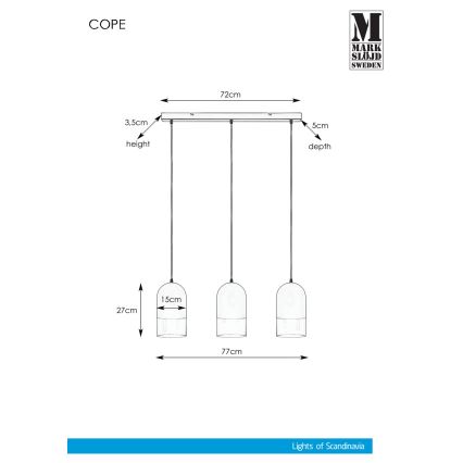 Markslöjd 108226 - Candelabro num fio COPE 3xE14/18W/230V