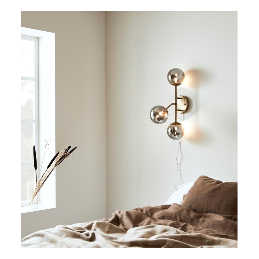 Markslöjd 108253 - Iluminação de parede TRINITY 3xG9/20W/230V dourada/cinzenta