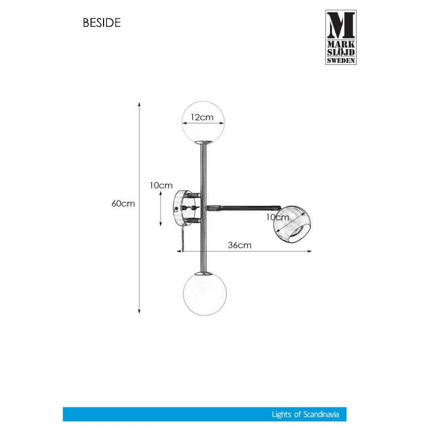Markslöjd 108256 - Iluminação de parede BESIDE 2xG9/20W/230V + 1xGU10/7W/230V cromado mate