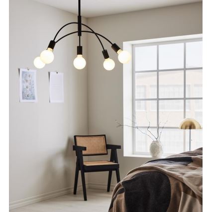Markslöjd 108286 - Candelabro num fio CYGNUS 5xE27/40W/230V preto antigo