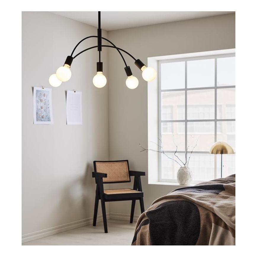 Markslöjd 108286 - Candelabro num fio CYGNUS 5xE27/40W/230V preto antigo