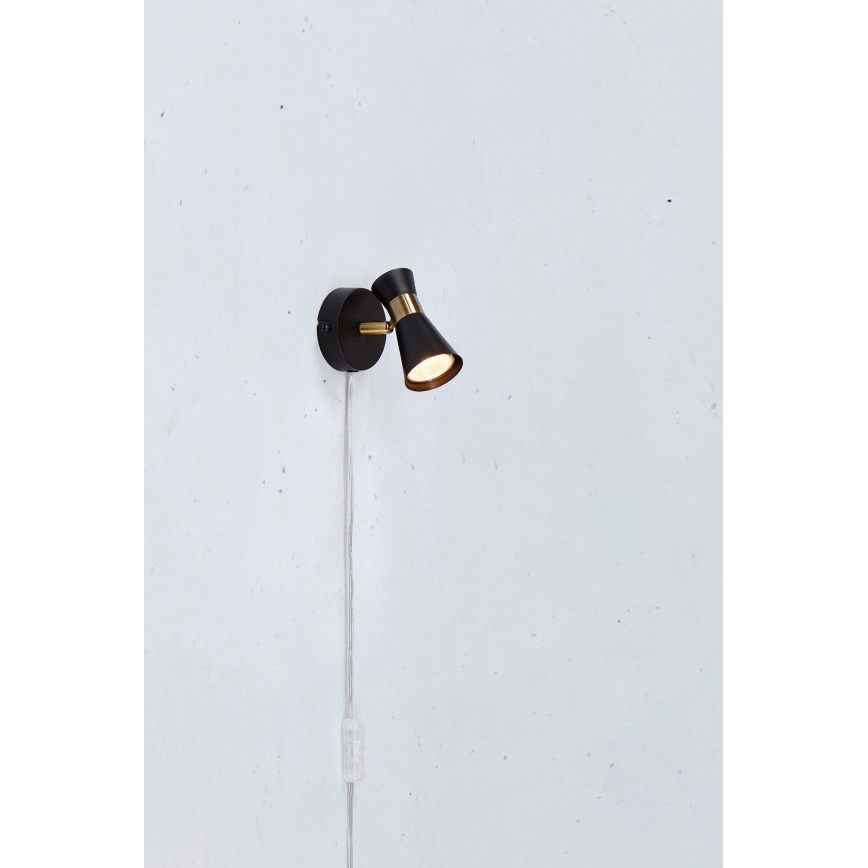 Markslöjd 108625 - Foco de parede FOLIE 1xGU10/7W/230V preto/latão