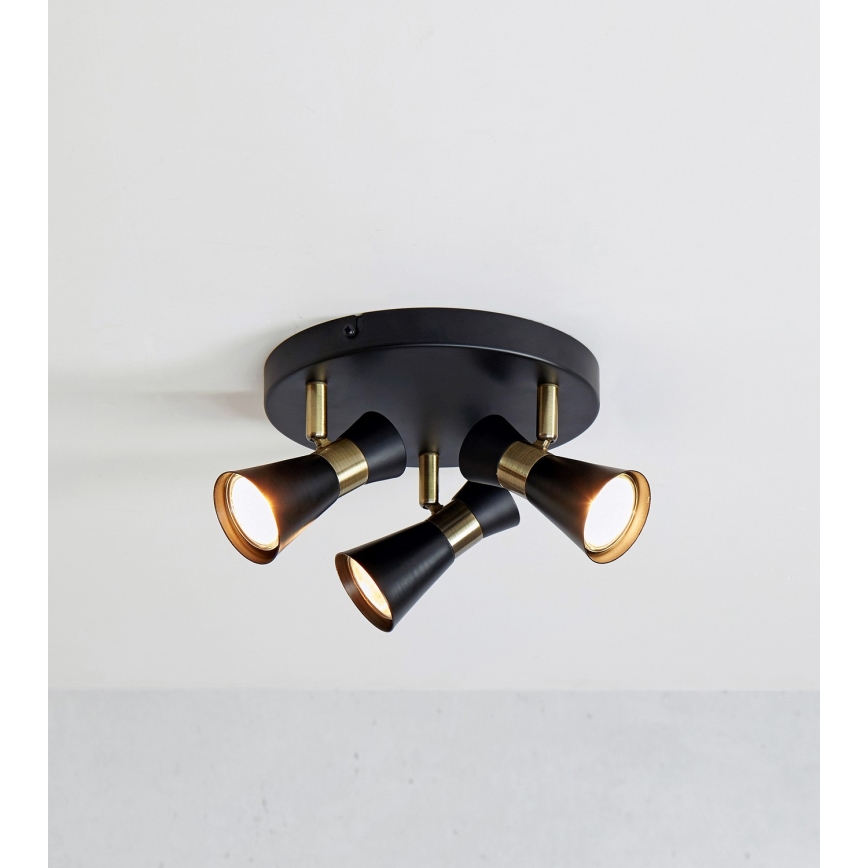 Markslöjd 108626 - Foco FOLIE 3xGU10/7W/230V preto/latão