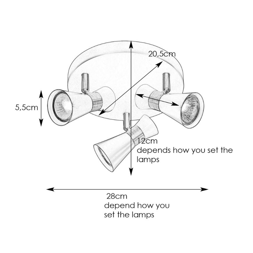 Markslöjd 108626 - Foco FOLIE 3xGU10/7W/230V preto/latão