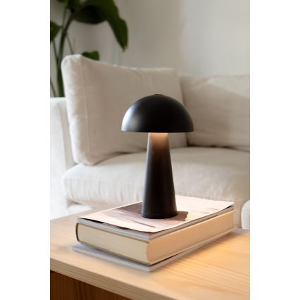 Markslöjd 108655 - Candeeiro de mesa recarregável LED dimerizável FUNGI LED/1,5W/5V 2000 mAh IP44 preto