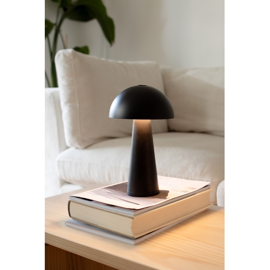 Markslöjd 108655 - Candeeiro de mesa recarregável LED dimerizável FUNGI LED/1,5W/5V 2000 mAh IP44 preto