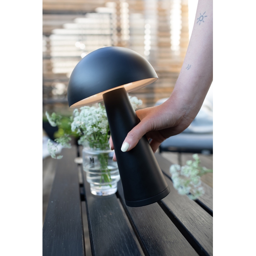 Markslöjd 108655 - Candeeiro de mesa recarregável LED dimerizável FUNGI LED/1,5W/5V 2000 mAh IP44 preto