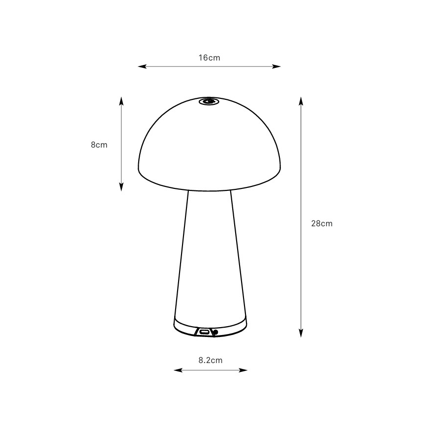 Markslöjd 108655 - Candeeiro de mesa recarregável LED dimerizável FUNGI LED/1,5W/5V 2000 mAh IP44 preto