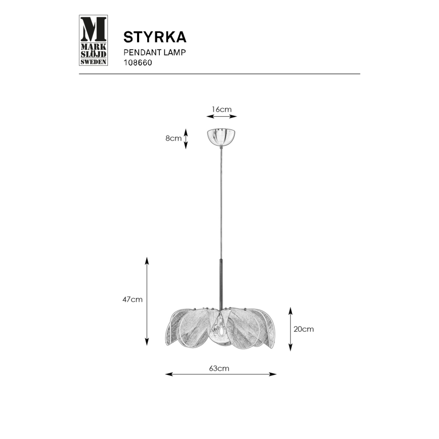 Markslöjd 108660 - Candeeiro suspenso STYRKA 1xE27/40W/230V diâmetro 63 cm preto