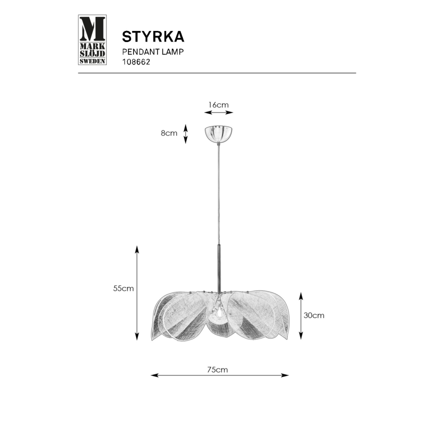 Markslöjd 108662 - Candeeiro suspenso STYRKA 1xE27/40W/230V diâmetro 75 cm preto