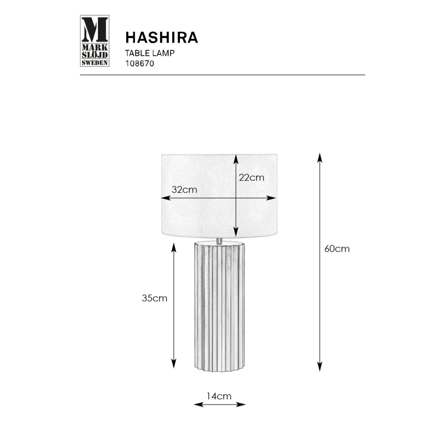 Markslöjd 108670 - Candeeiro de mesa HASHIRA 1xE27/40W/230V branco/preto