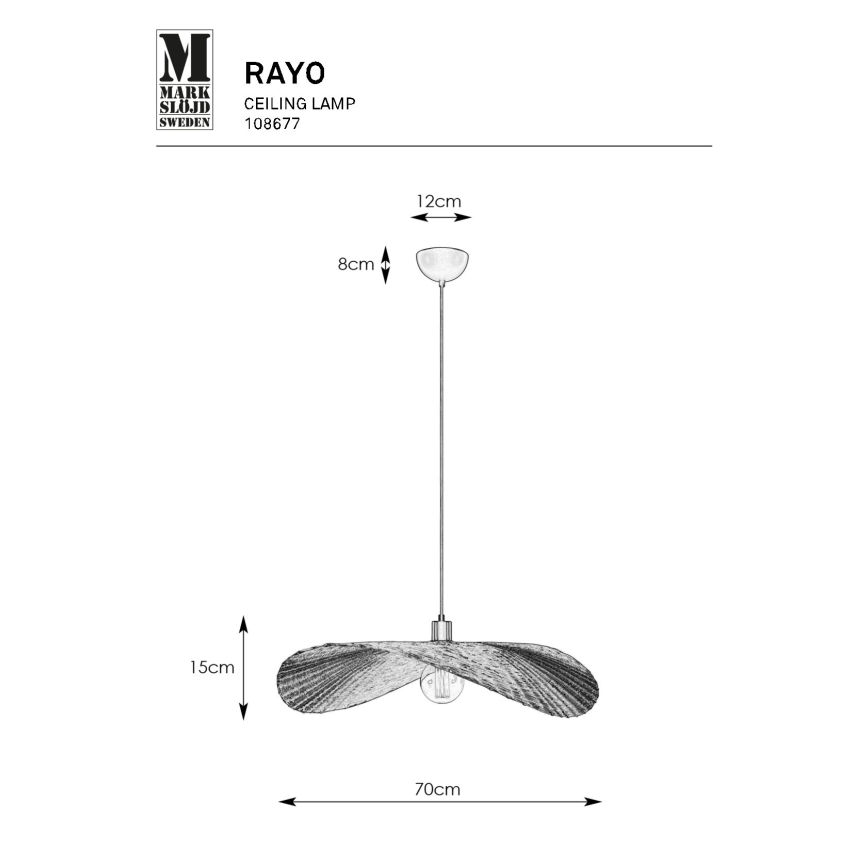 Markslöjd 108677 - Candeeiro suspenso RAYO 1xE27/40W/230V bege/bambu