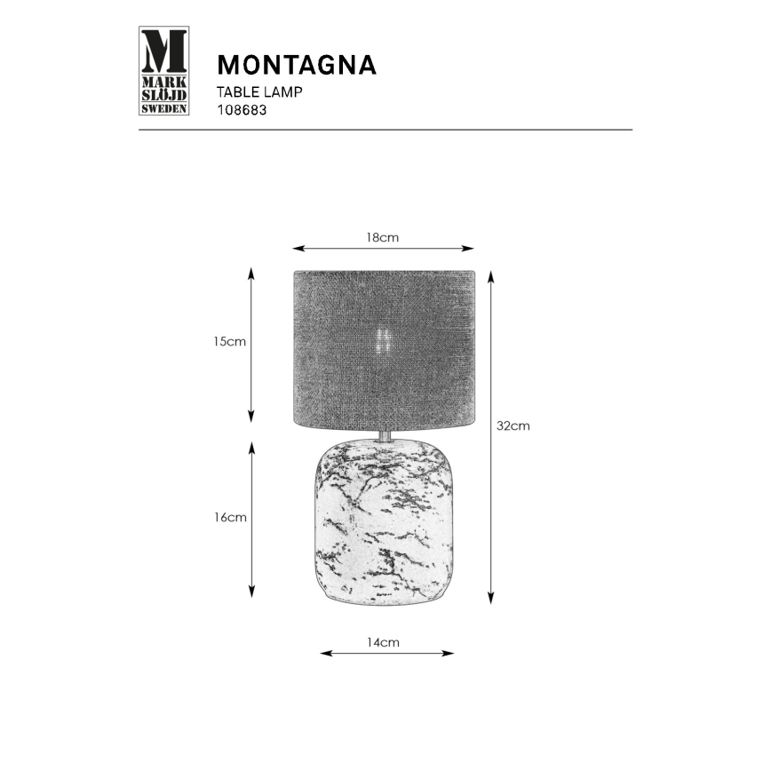 Markslöjd 108683 - Candeeiro de mesa MONTAGNA 1xE14/40W/230V 32 cm bege/preto