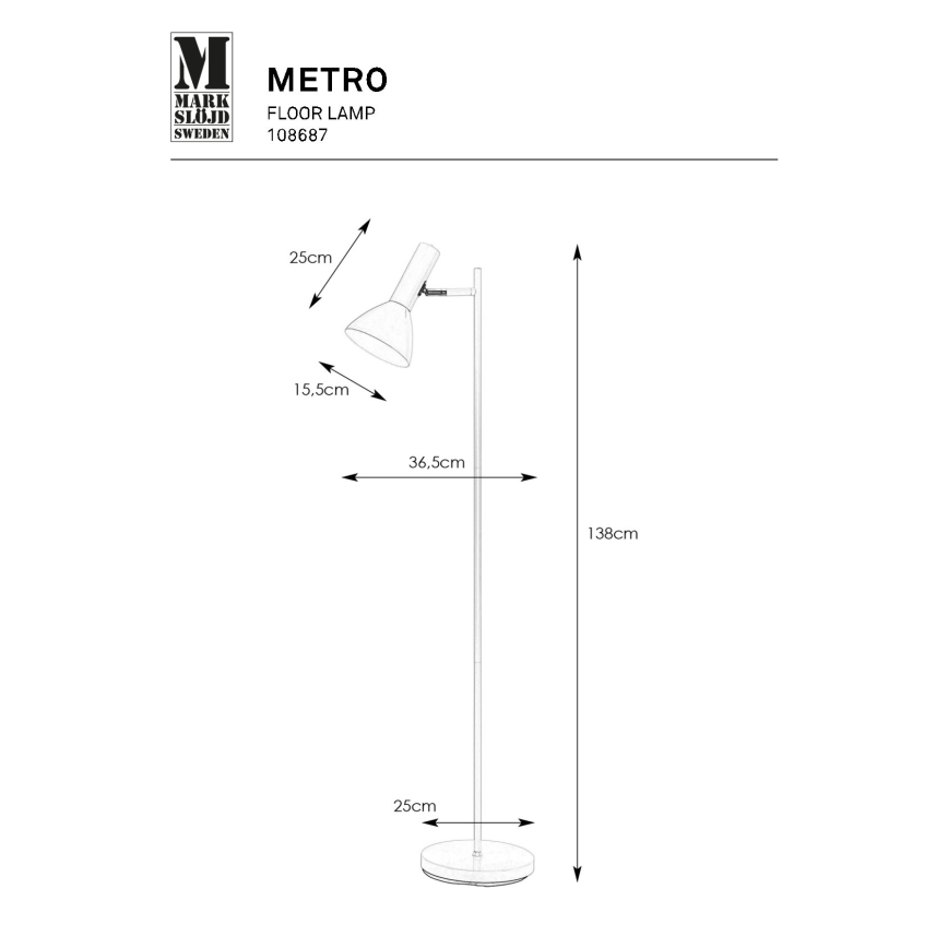 Markslöjd 108687 - Candeeiro de chão METRO 1xE27/40W/230V branco