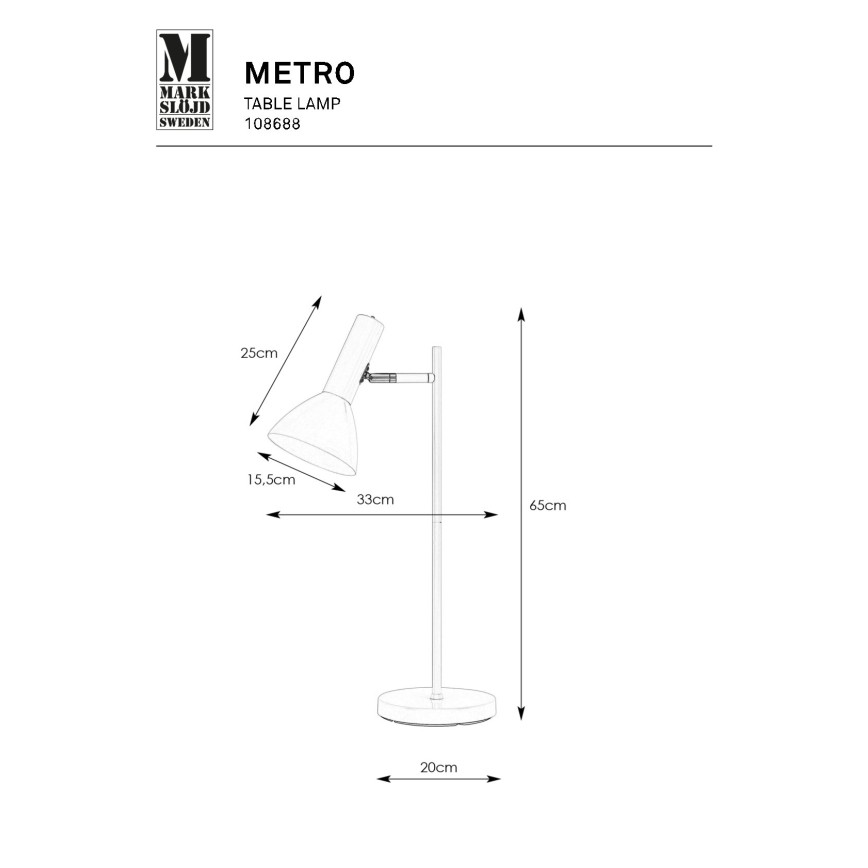 Markslöjd 108688 - Candeeiro de mesa METRO 1xE27/40W/230V branco