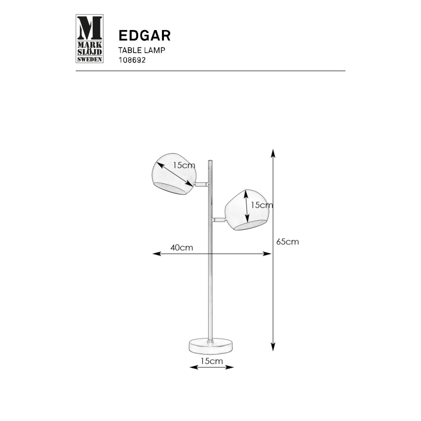 Markslöjd 108692 - Candeeiro de mesa EDGAR 2xE14/40W/230V dourado