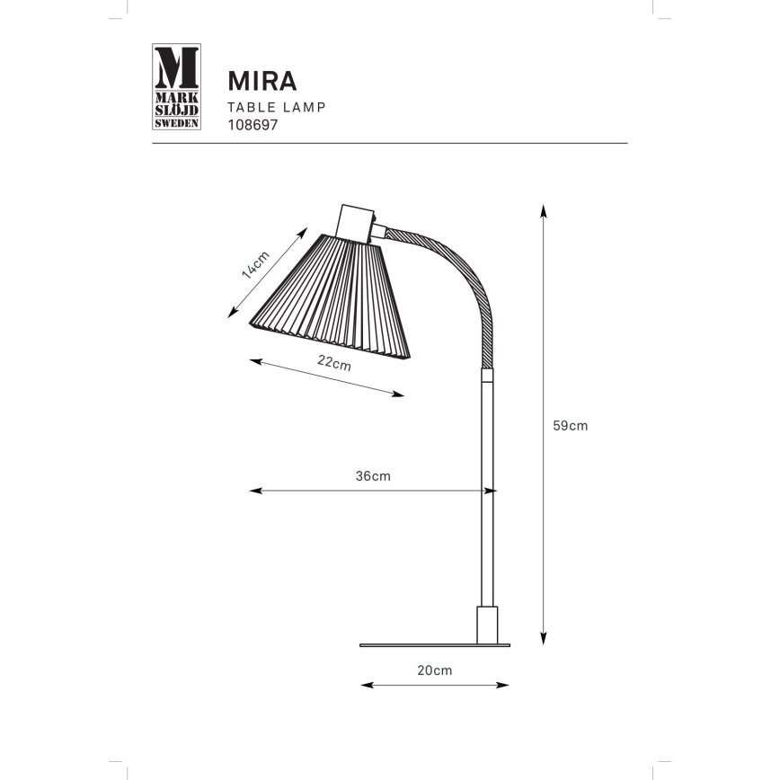 Markslöjd 108697 - Candeeiro de mesa MIRA 1xE14/40W/230V preto/branco