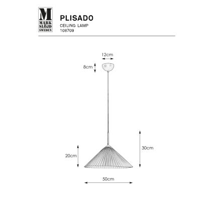 Markslöjd 108709 - Candeeiro suspenso PLISADO 1xE27/40W/230V diâmetro 50 cm cinzento