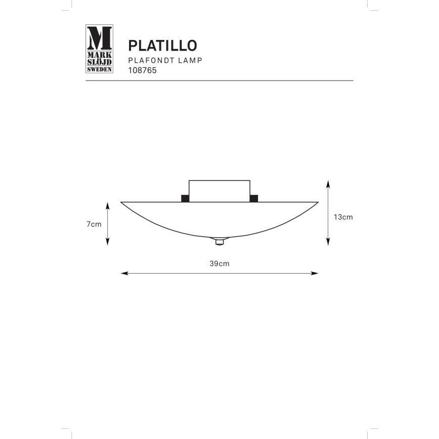 Markslöjd 108765 - Iluminação de teto PLATILLO 2xE27/40W/230V diâmetro 39 cm