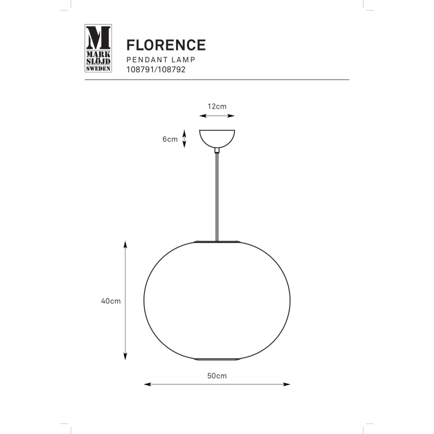 Markslöjd 108791 - Candeeiro suspenso FORENCE 1xE27/40W/230V diâmetro 50 cm preto