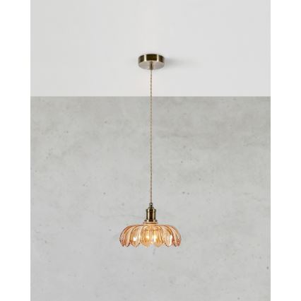 Markslöjd 108858 - Candeeiro suspenso KURAGE 1xE27/40W/230V latão/fumado bege