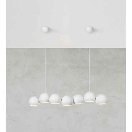 Markslöjd 108859 - Candeeiro suspenso CUPOLO 7xE14/40W/230V branco