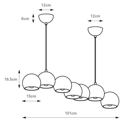 Markslöjd 108860 - Candeeiro suspenso CUPOLO 7xE14/40W/230V preto