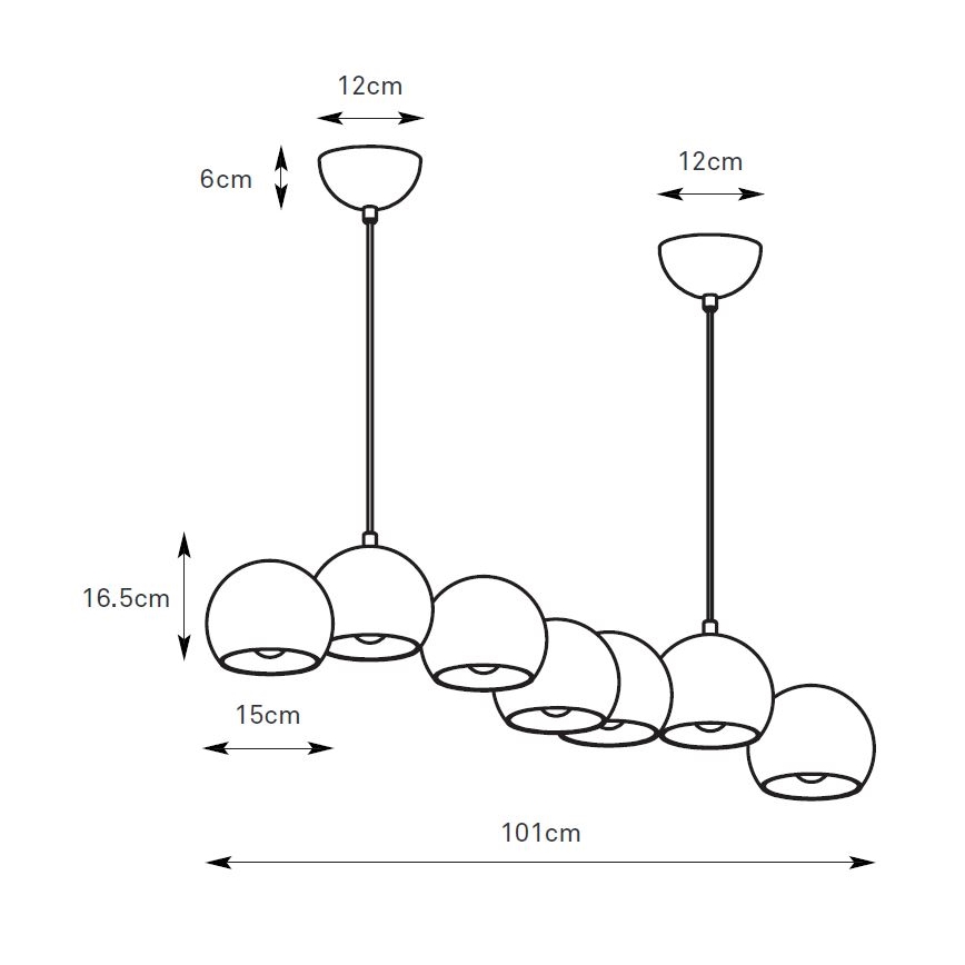 Markslöjd 108860 - Candeeiro suspenso CUPOLO 7xE14/40W/230V preto