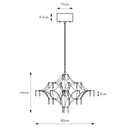 Markslöjd 108869 - Lustre de cristal LED regulável num fio EFESOS LED/14W/230V diâmetro 60 cm