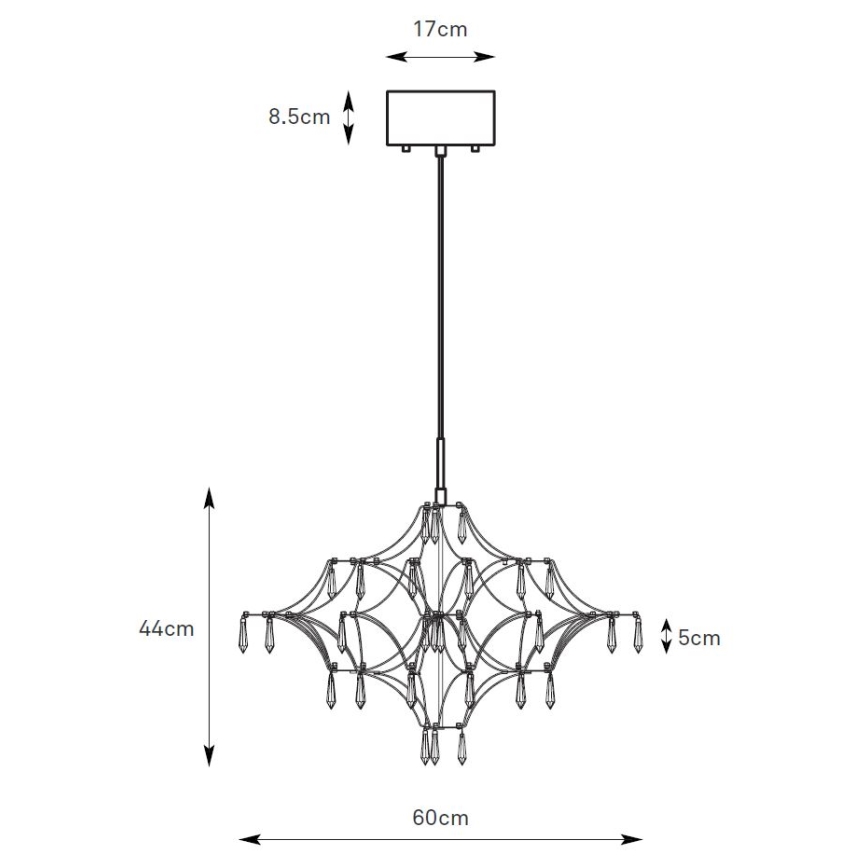 Markslöjd 108869 - Lustre de cristal LED regulável num fio EFESOS LED/14W/230V diâmetro 60 cm