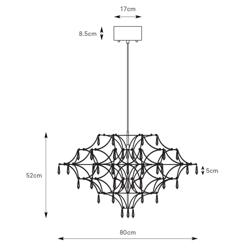 Markslöjd 108870 - Lustre de cristal LED regulável num fio EFESOS LED/25W/230V diâmetro 80 cm
