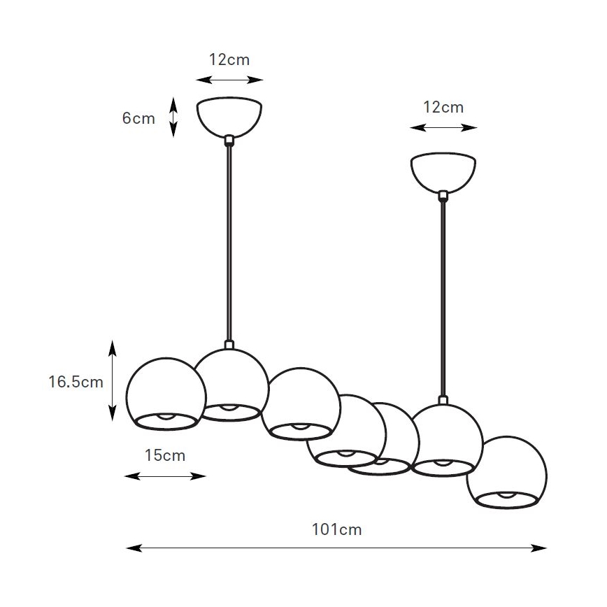 Markslöjd 108914 - Lustre suspenso por cabo CUPOLO 7xE14/40W/230V cinzento