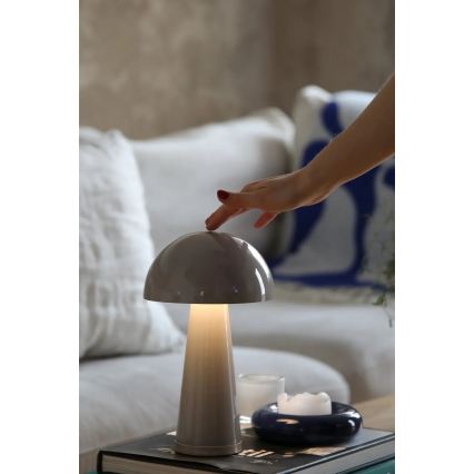 Markslöjd 108950 - LED Candeeiro de mesa recarregável dimerizável FUNGI LED/1,5W/5V 2000 mAh IP44 cinzento