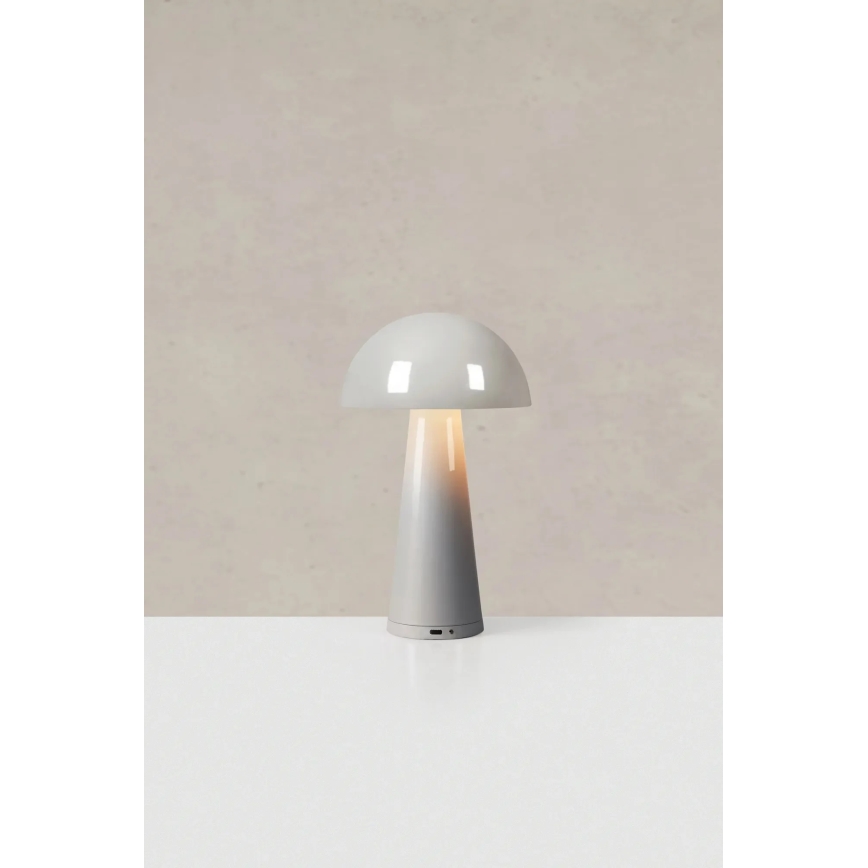 Markslöjd 108950 - LED Candeeiro de mesa recarregável dimerizável FUNGI LED/1,5W/5V 2000 mAh IP44 cinzento