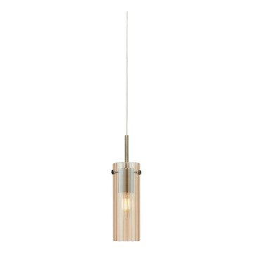 Markslöjd 109015 - Lustre suspenso em cabo TIBIA 1xE14/40W/230V bege fumado/latão