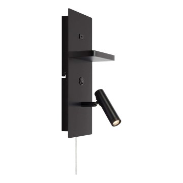 Markslöjd 109018 - CARICA Aplique de parede LED orientável com prateleira integrada e porta USB, LED/4W/230V, preto
